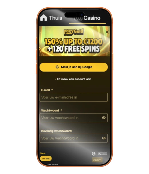 FoxyGold Casino registration banner